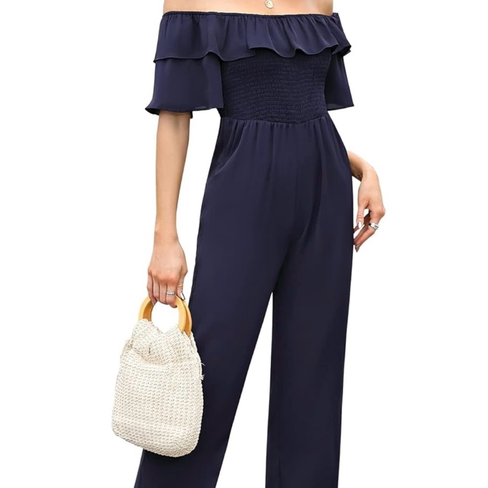 Off the shoulder black 2XL jump suit NWT